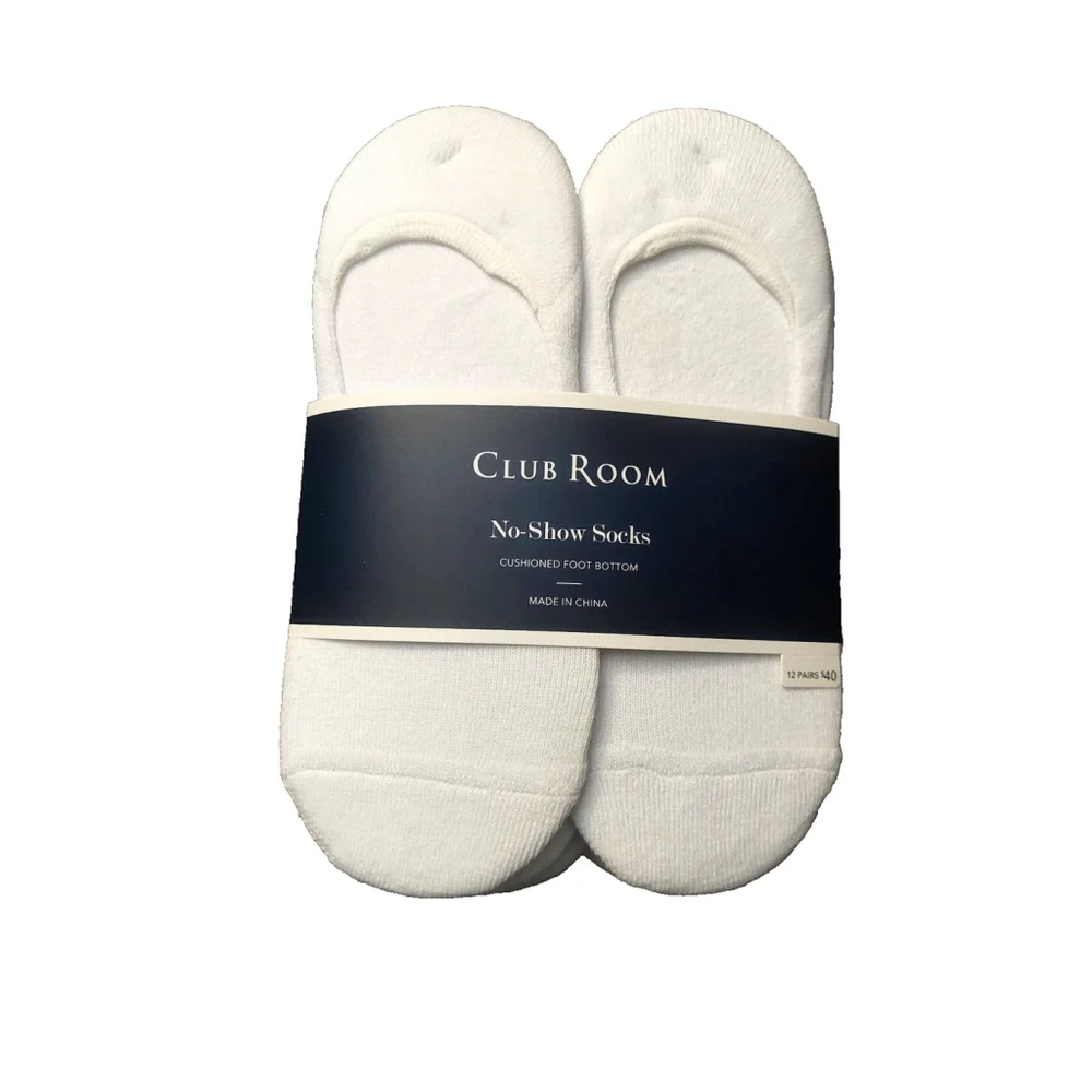 Club Room Mens Bundle of 24 Pairs White Cotton No Show Cushioned Liners Sz 10-13 - Picture 3 of 6